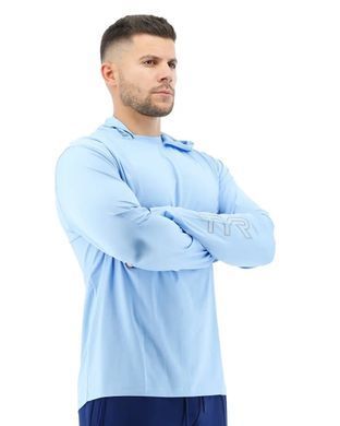 Мужская футболка с длинным рукавом и капюшоном TYR Men&rsquo;s SunDefense Hooded Shirt, Sky Blue XL