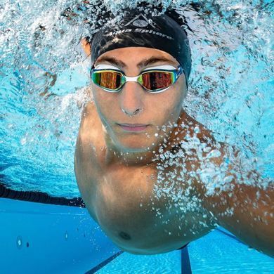 Очки для плавания Aqua Sphere Fastlane (сине-белый, зеркально-красные линзы)